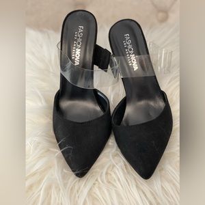 Black Clear Strap Pumps